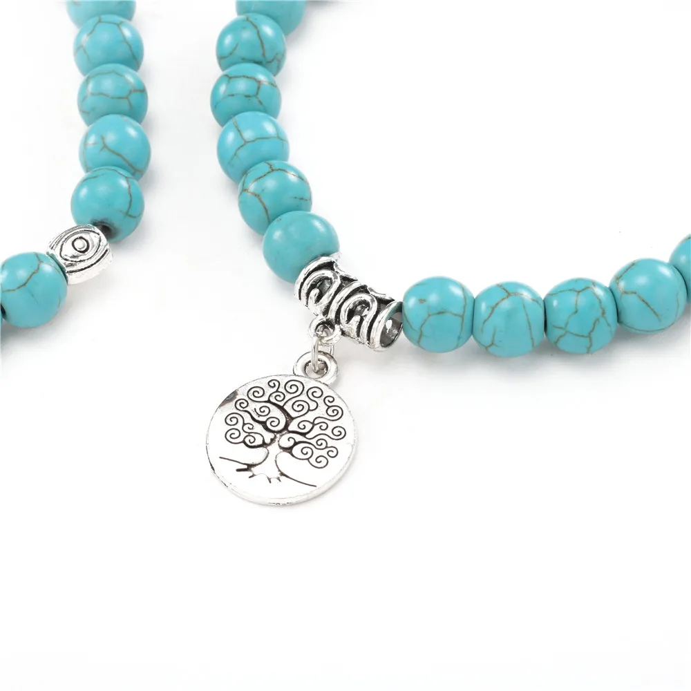 NADEEM Boho 2 шт./компл. натуральный мрамор Howlite каменные бусы Подвеска &quotДрево