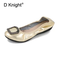 comfortable womens flat shoes large size genuine ballet leather footwear for women crystal metal decoration female loafer shoes