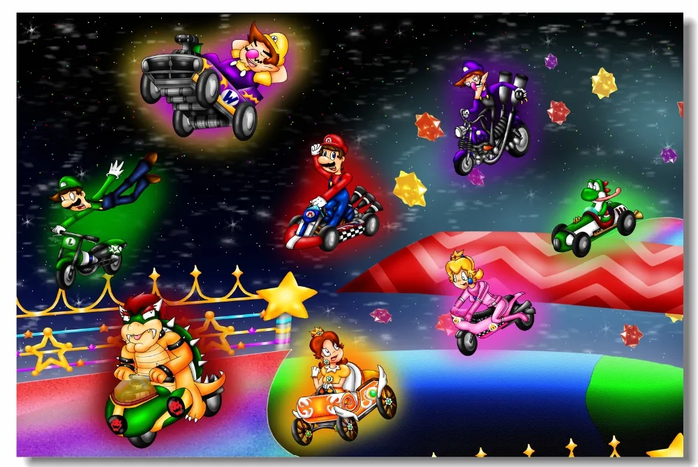 Пользовательские холщовые настенные Переводные картинки Mariokart 8 роскошный