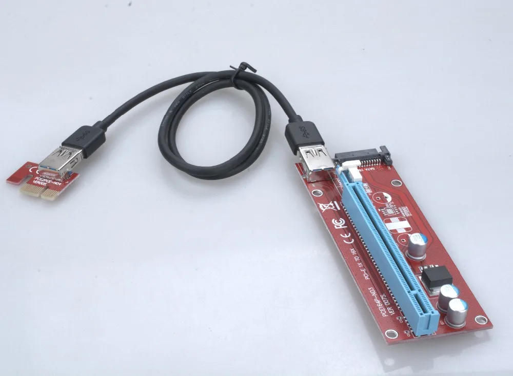 PCI E Express 1x к 16x расширитель переходника карта с 50/60 см USB 3 0 кабель питания для