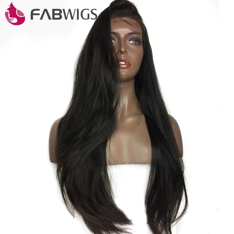 Fabwigs 180% предварительно сорвал полный шнурок человеческих волос парики с волосами младенца бразильские волосы remy шелковистые прямые человеческие волосы парики для женщин