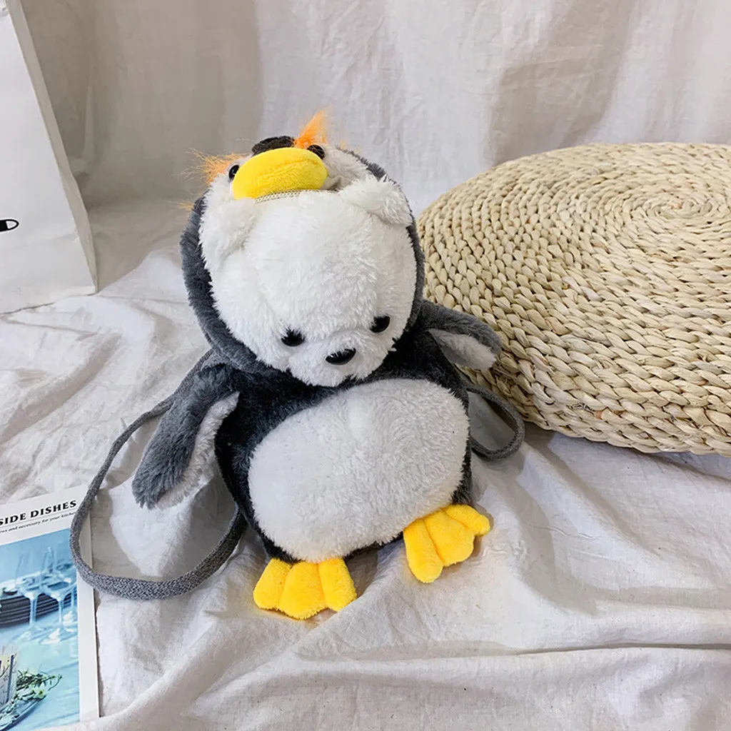 Penguin Doll Fashion Women Girl Cute Fat Penguin-Like Bags Plush Crossbody Bags Weird Bags Girls Boys Doll Bag@39@20