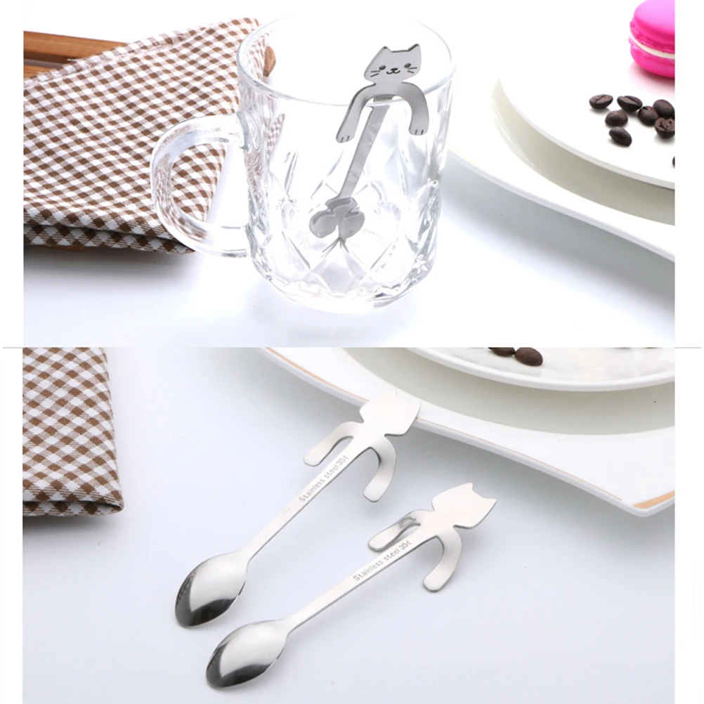1 шт. кофейная ложка из нержавеющей стали чайная с кошкой мини длинная ручка