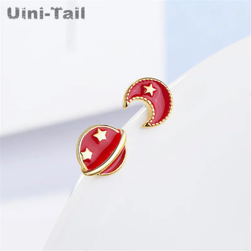 Серьги Uini Tail Асимметричные из серебра 925 пробы в китайском стиле|Серьги-гвоздики|