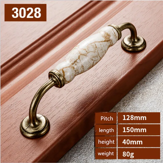 3028-128mm Керамические ручки для кухонных шкафов дверные ручки для шкафа ручки для ящика ручки для антикварной мебели мраморные вены ручки и ручки - Цвет: 3028-128mm