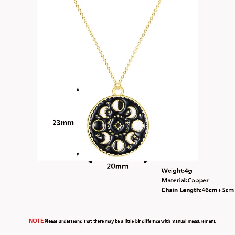 Chandler Moon Phase Necklace Galaxy Chocker Necklaces For Women Black Enamel Vintage Rouind Pendant Moon Crecent Charm Chokers