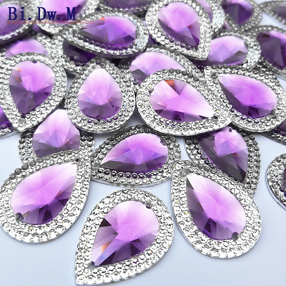Блестящая Смола Светло фиолетовые 18x25 мм Стразы Дизайн Швейные аксессуары для