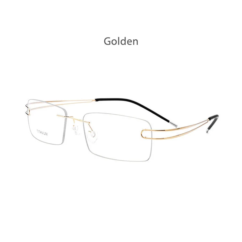 Golden HDCRAFTER из чистого титана, Ультралегкая оправа для очков без оправы для женщин, оптические оправы для близорукости по рецепту, мужские винтажные очки - Цвет оправы: Golden