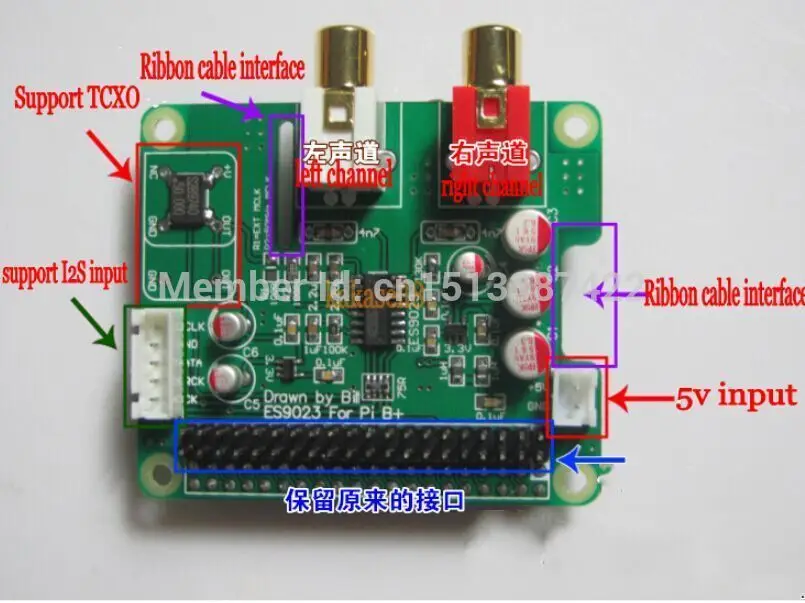I2S HiFi DAC ES9023 Плата расширения декодирующая плата кодировщик для Raspberry pi B +|encoding
