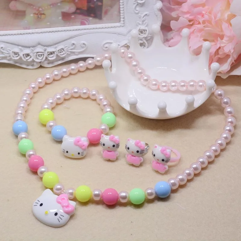 Красочные Эльза с цветочным рисунком Kitty catnecklace браслет ухо клип серьги кольцо