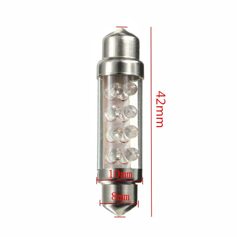 Новый 4x лампочка для салона автомобиля синий 42 мм 8 SMD купольный фестон