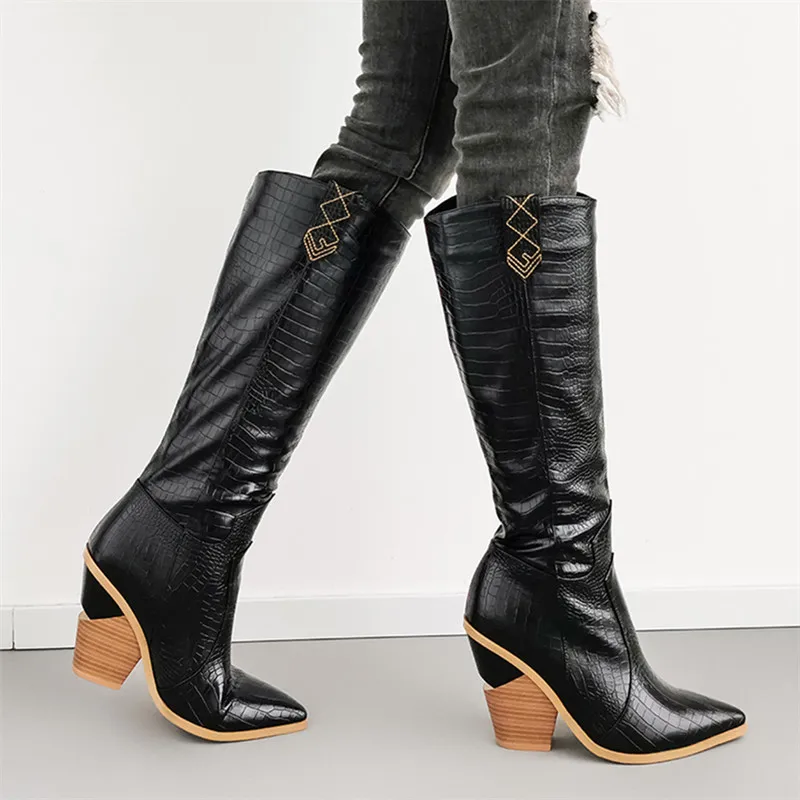 

Новое поступление 2020, женские сапоги, зимние сапоги на высоком расширяющемся книзу каблуке, праздничная обувь в стиле ретро, женские сапоги ...