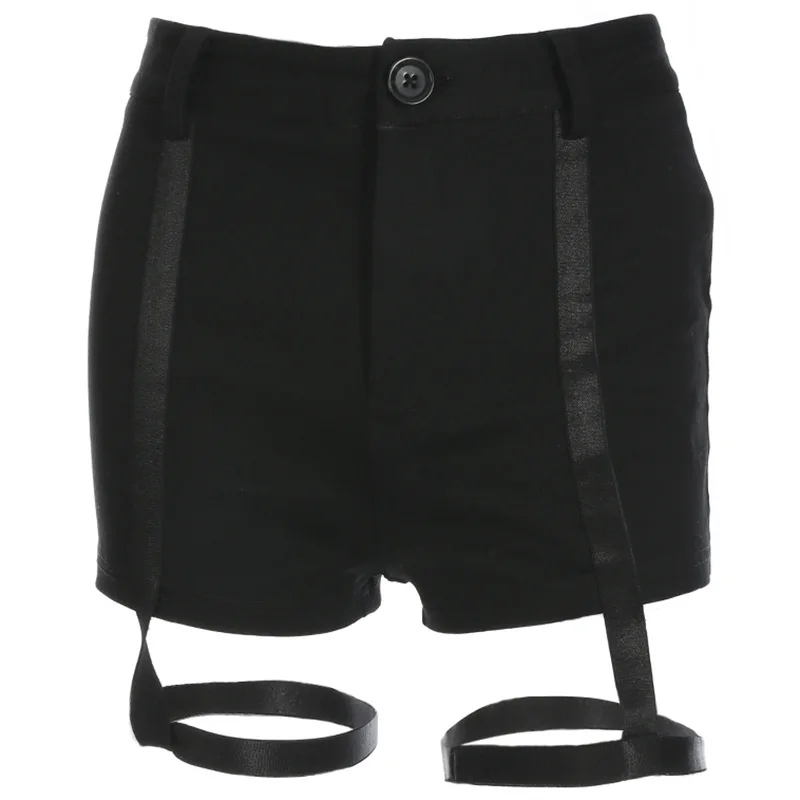 

Women Sexy Hollow Out Strap Harness Shorts Fashion Black High Waist Garter Shorts Thigh Bandages Female Punk Gothic Shorts