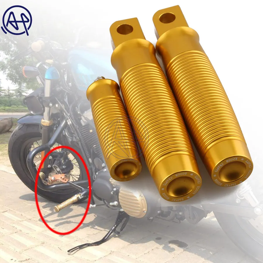

Free Shipping Gold Aluminum Rough Crafts Shifter+Footrest FootPeg For Harley 883R 48 Sportster Chopper Bobber Dyna Touring
