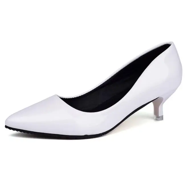 White 4CM Популярные женские туфли-лодочки женские свадебные туфли с острым носком на высоком каблуке; сезон весна-осень пикантная обувь на высоком каблуке для женщин;#9588 - Цвет: White 4CM