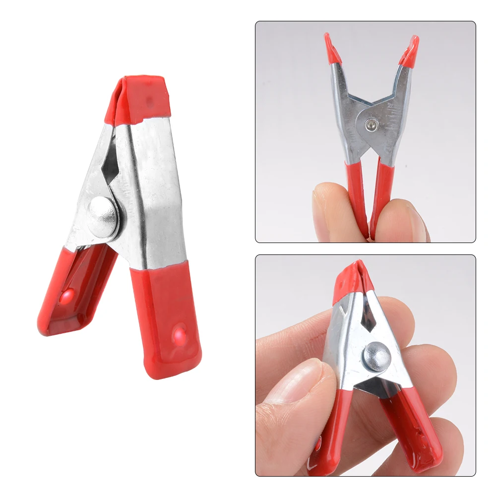 10pcs 2" Mini Metal Heavy Duty Spring Clamps Crocodile Clip Red Plastic Tips Tool Clips Grip Holder HT395 | Обустройство дома