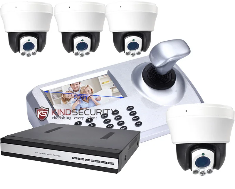 

5inch LCD IP PTZ Keyboard control with 4pcs 4MP IP High Speed Dome Camera with 4ch NVR camera kits
