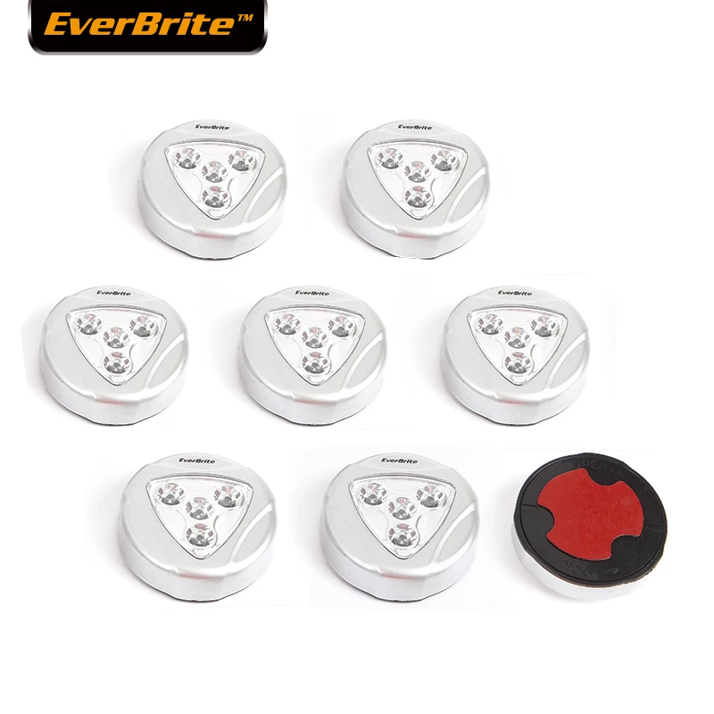 EverBrite 8 шт. аварийный свет push light набор Серебряный 3AAA 4 LED ночник палка коснитесь