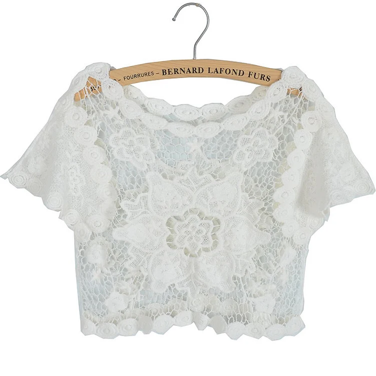 

Princess sweet lolita shirt new arrival summer 2013 flowers white hollow out lace loose Turtleneck Sweater Smock short shirt
