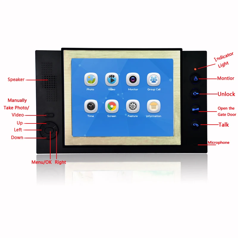 JEX Video Door Phone Intercom system Kit 8 inch Voice/Video Record Black Monitor +Waterproof Password Keypad RFID Camera 1V2 |