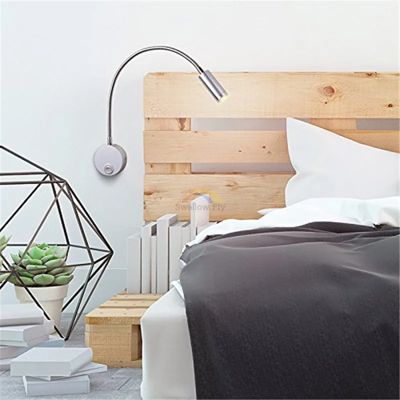 Настенный светильник светодиодный для чтения с гибкой ручкой прикроватный