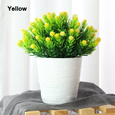 Yellow Xuanxiaotong Милан трава искусственный цветок из пластика бонсай растения искусственные растения бонсай для украшения стола дома и сада - Color: Yellow