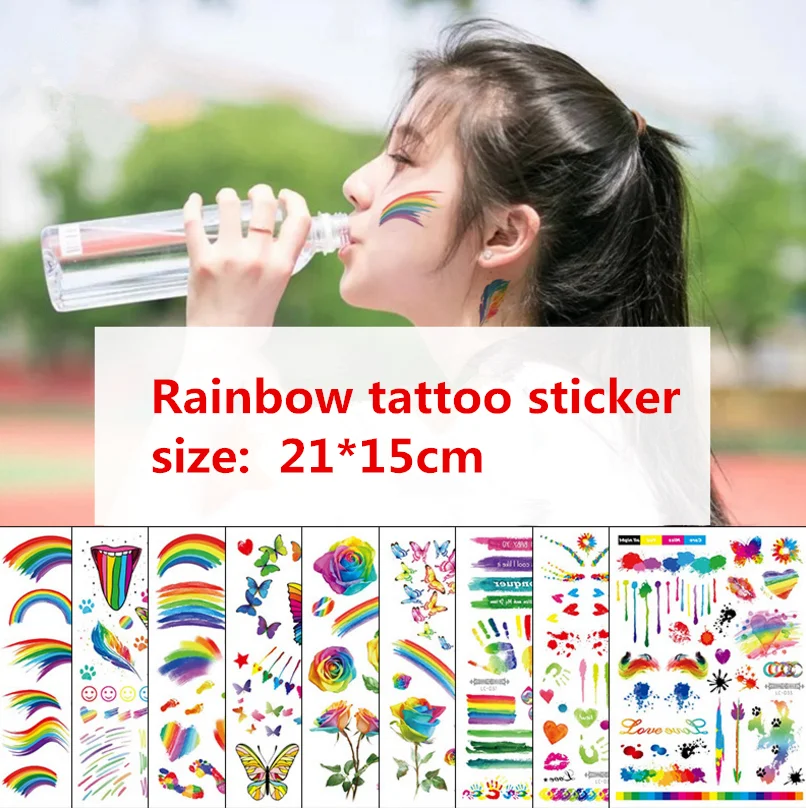 1 шт. хит продаж водонепроницаемые одноразовые радужные татуировки наклейки для