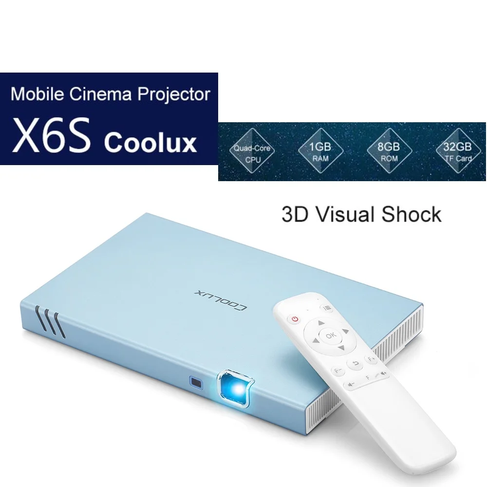 Coolux X6S проектор 1000 люмен DLP 1080 P мобильный Кино Dual Core 2 4G 5G Wi Fi 2000:1 Bluetooth для PS4 Xbox Android