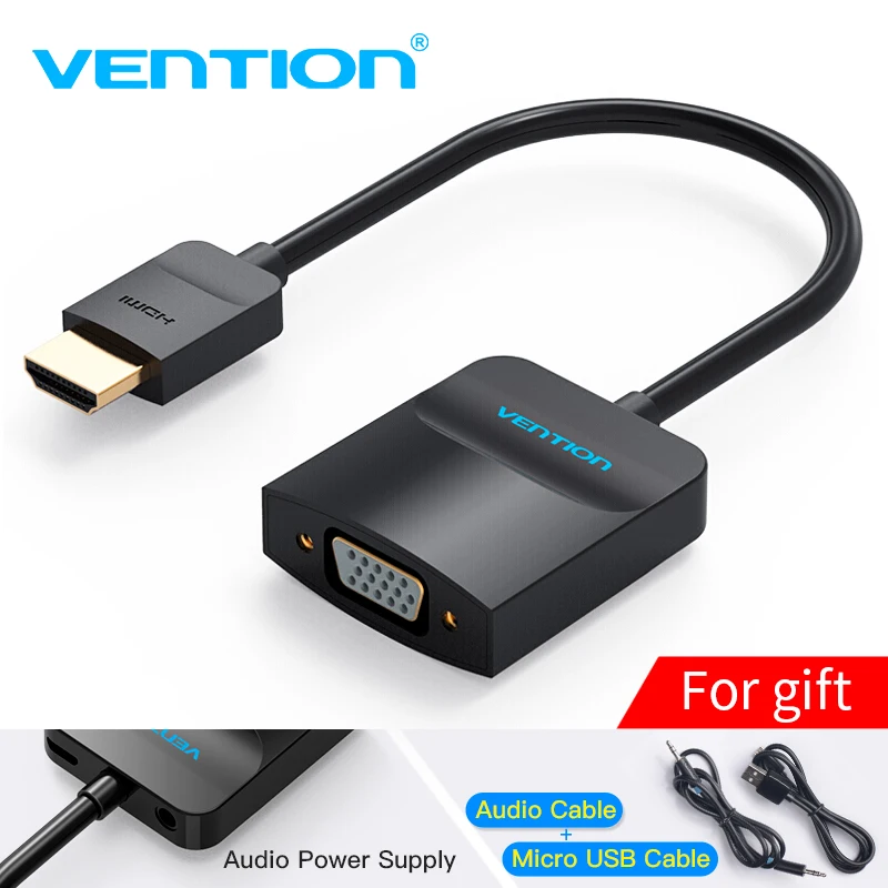 

Vention HDMI to VGA adapter Digital to Analog Video Audio Converter Cable 1080p for Xbox 360 PS3 PS4 PC Laptop TV Box Projector