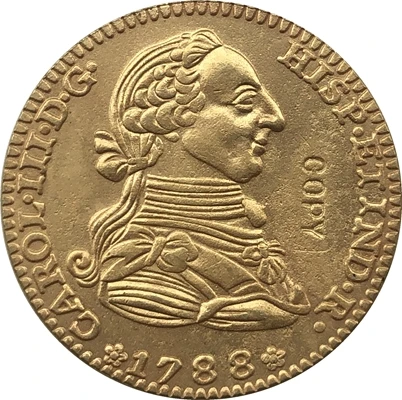 

24 - K gold plated 1788 Spain 2 Escudos - Carlos III coins