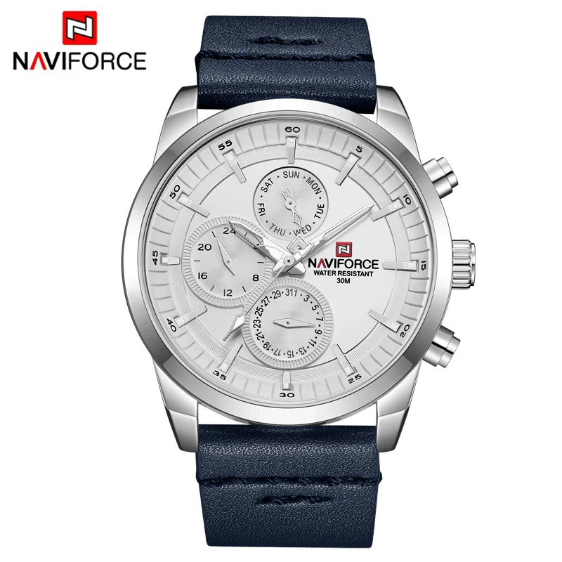 Часы наручные NAVIFORCE Мужские кварцевые с большим циферблатом люксовые брендовые
