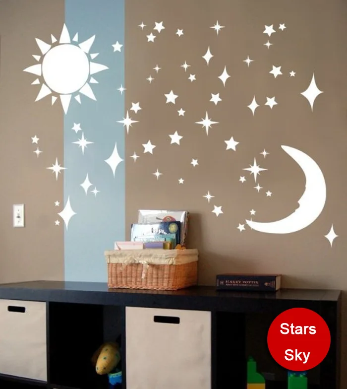 Sun Moon Stars DIY 3D environmental acrylic mirror wall sticker for home art decoration | Дом и сад