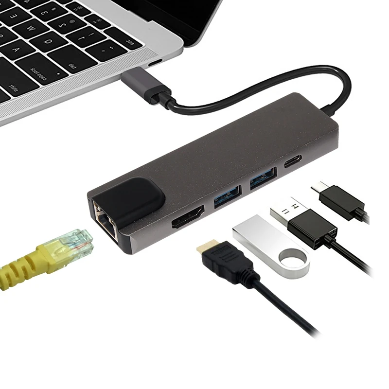 USB 3 1 type C к HDMI и двойным портам 0 концентратор Ethernet питание для книги|Инструменты