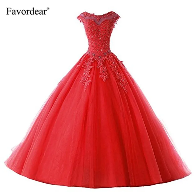 red Favordear avordear Новая коллекция Quinceanera 15 лет Vestidos De 15 Anos Высокая шея Румяна Бальные платья - Цвет: red