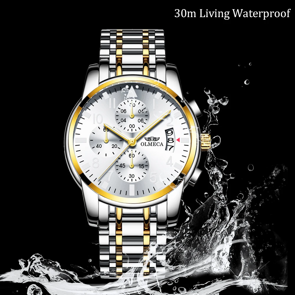 Часы OLMECA мужские модные роскошные армейские из нержавеющей стали