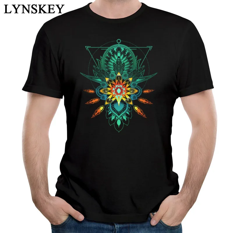 Треугольная футболка с геометрическим рисунком лотоса Мужская высокой