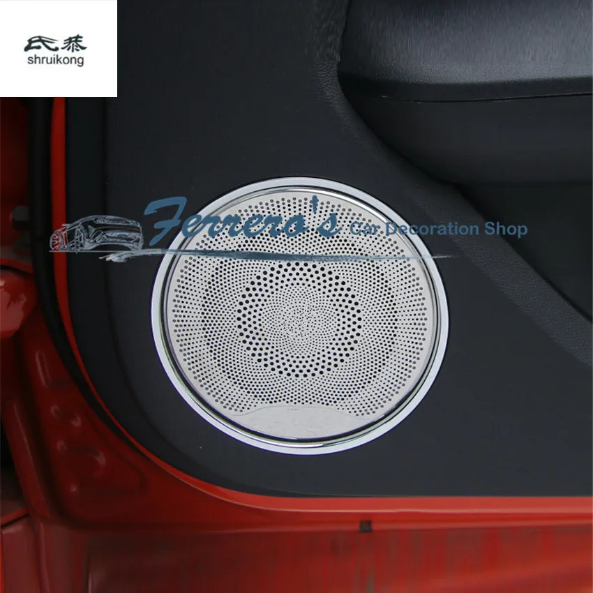 2PCS/Lot Stainless Steel Car Sticker Door Speaker Stereo Decoration Cover Sequins for 2015 2016 Ford Mustang Accessories | Автомобили и