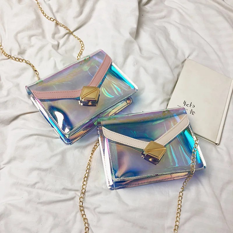 Сумки мессенджеры женская прозрачная сумка через плечо с цепочкой модные