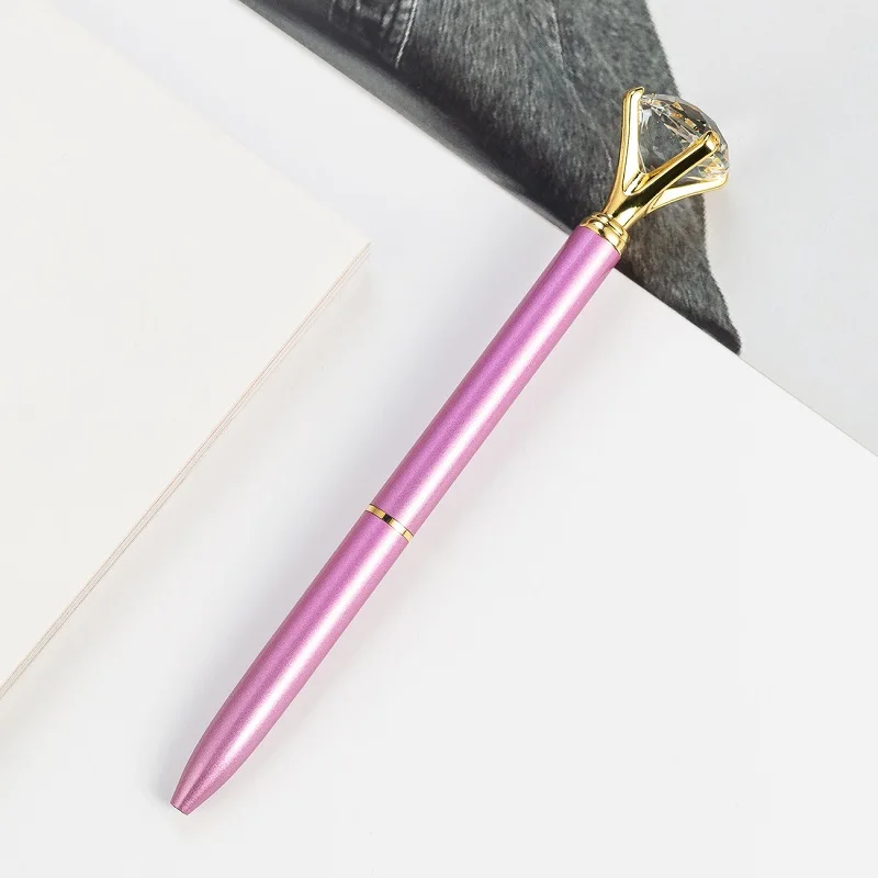 Light Purple Разноцветный Большой Хрустальный бриллиант металлическая шариковая ручка DIY бизнес милые канцелярские товары роскошный подарок роллер на заказ Шариковая ручка для логотипа - Цвет: Light Purple