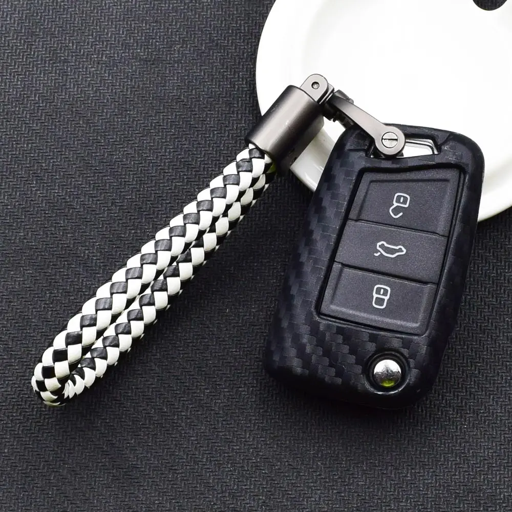 УГЛЕРОДНЫЙ силиконовый чехол для ключей от машины VW Polo Golf 7 Tiguan Skoda Octavia Kodiaq Karoq SEAT