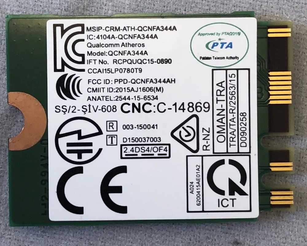 Карта для Qualcomm Atheros QCNFA344A Двухдиапазонная 802.11ac NGFF Bluetooth 4 1 беспроводная