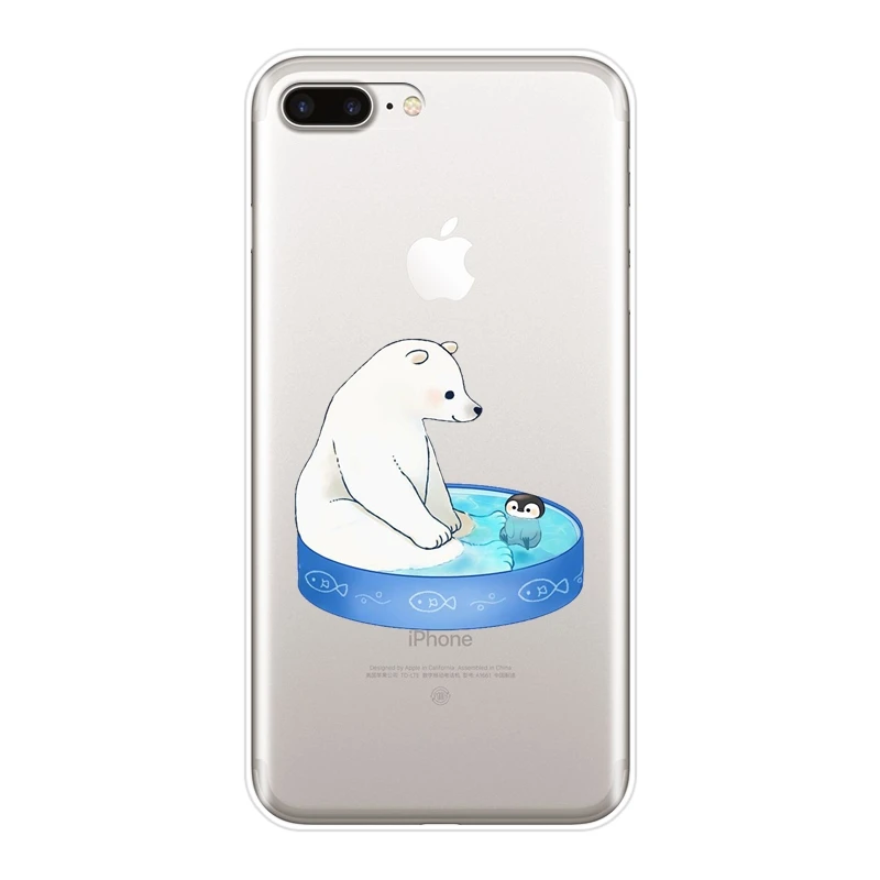 Мягкий силиконовый чехол для телефона Apple iPhone X XR XS MAX 8 7 6 S Мишка Пингвин Kawaii Милая