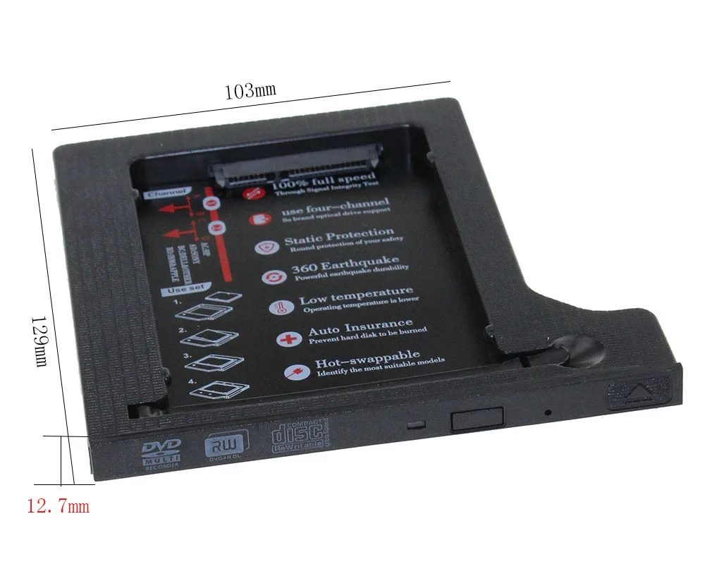 Горячая Распродажа жесткий диск 1ТБ 2nd HDD Caddy SATA к 2 5 &quotчехол для SSD ноутбука ODD DVD/CD