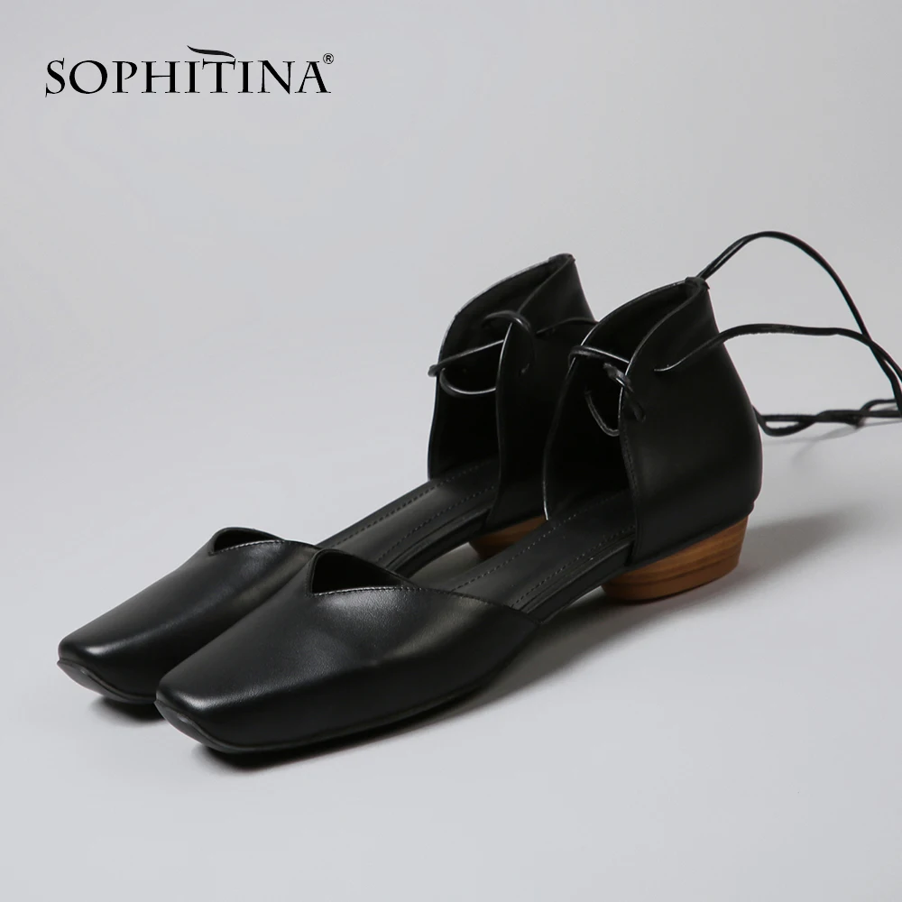 SOPHITINA/удобная обувь на плоской подошве шнуровке с квадратным носком из
