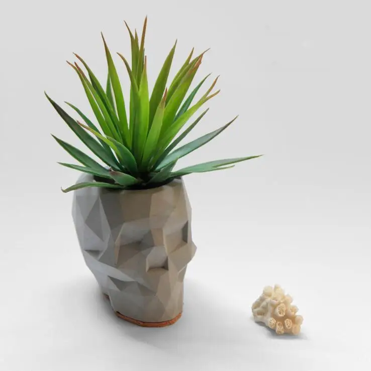 s8326 Silica gel Geometric Skull flower pot molds Concrete silicone concrete holder cement moulds | Дом и сад