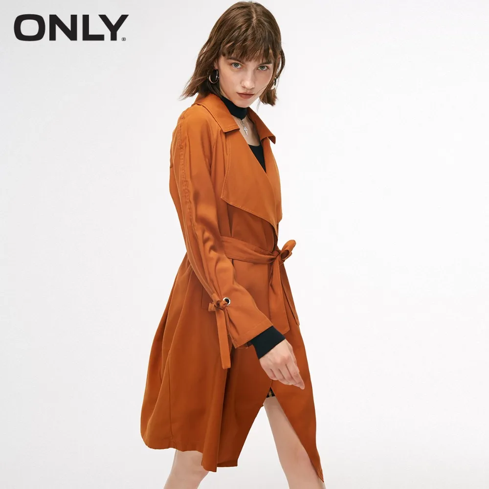 Только в том случае Для женщин Новинка осени простой свободный галстук плащ |