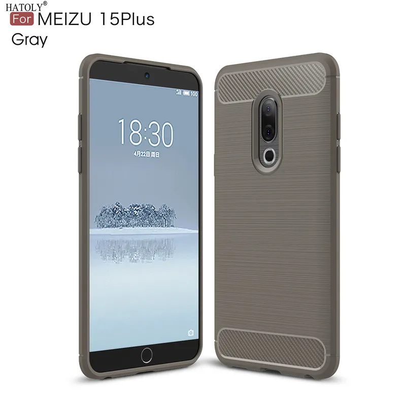 Чехол HATOLY для Meizu 15 Plus мягкий резиновый чехол из углеродного волокна чехлы