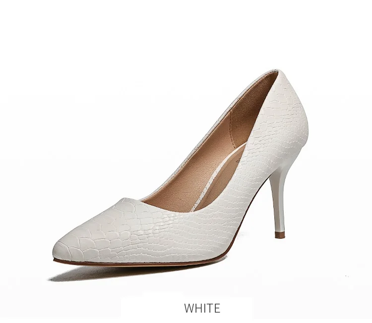 Fletiter Shoes Women 8 cm High Heels Leather Pointed Toe Women Pumps Ladies Shoes white Thin High Heel bridal Party Shoes