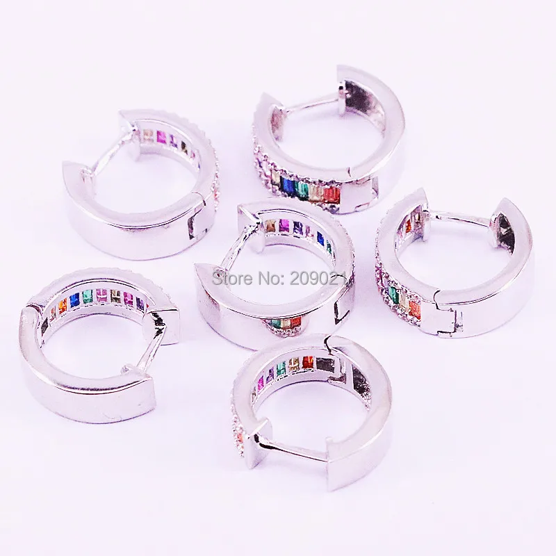 

6Pairs Rainbow CZ Micro Pave Round Circle Earring for Women High Quality zirconia earrings fashion jewelry