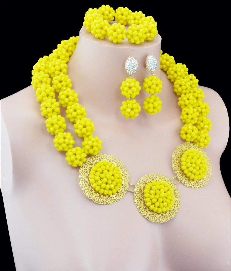 Африканский желтый кристалл свадебные женские аксессуары нигерийский цветочный